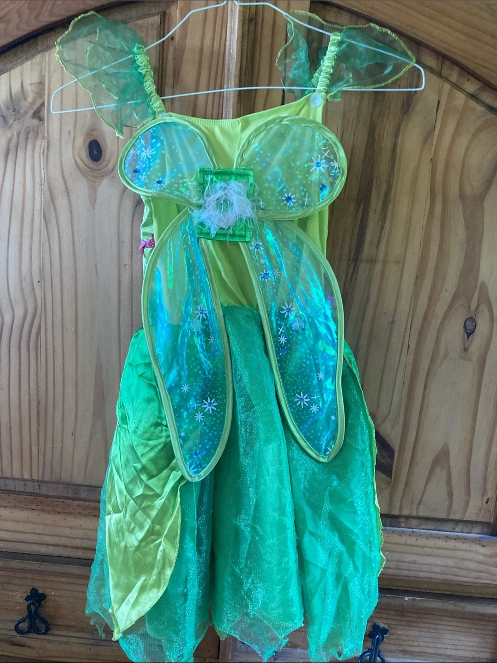 Girls Disney Tinkerbell green dress and wings dress costume size 8-10 - Picture 6 of 8